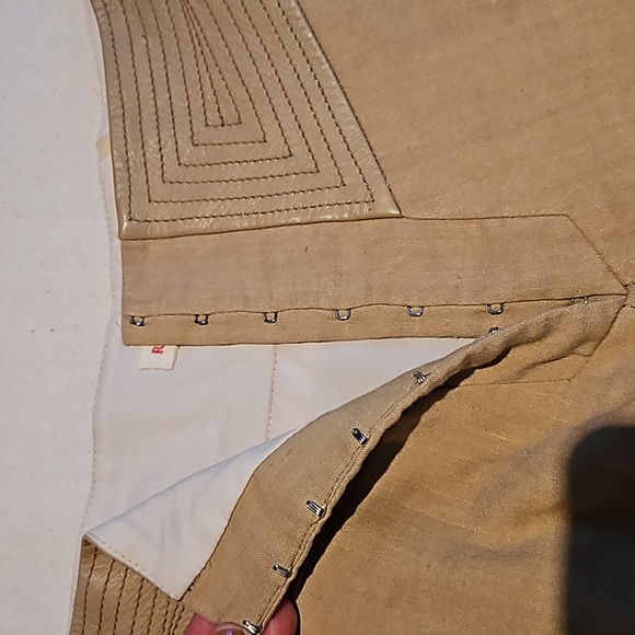 Rebecca Taylor linen blend skirt with leather trim - Picture 4 of 8